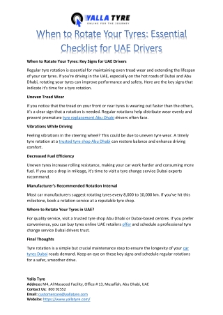 When to Rotate Your Tyres