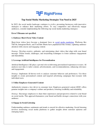 Top Social Media Marketing Strategies You Need in 2025