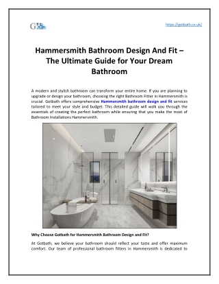 Hammersmith Bathroom Design And Fit – The Ultimate Guide for Your Dream Bathroom