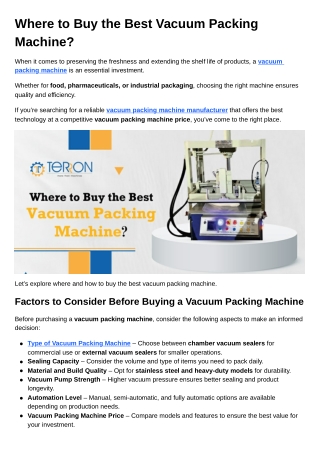 Where to Buy the Best Vacuum Packing Machine
