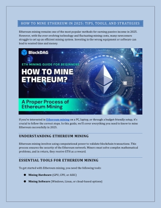 How to Mine Ethereum in 2025_ Tips, Tools, and Strategies