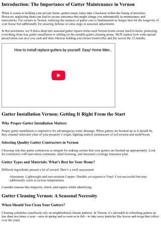 “Seasonal Gutter Maintenance Tips Every Vernon Homeowner Should Know”