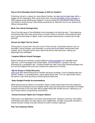 How to Find Affordable Umrah Packages in 2025 for Families