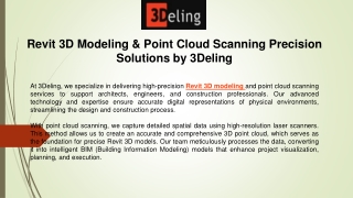 Revit 3D Modeling & Point Cloud Scanning Precision Solutions by 3Deling
