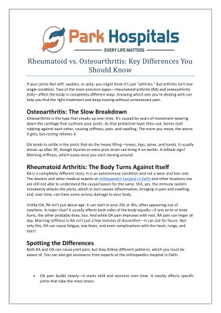Rheumatoid vs Osteoarthritis Key Differences You Should Know
