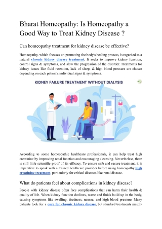 Bharat Homeopathy Is Homeopathy a Good Way to Treat Kidney Disease
