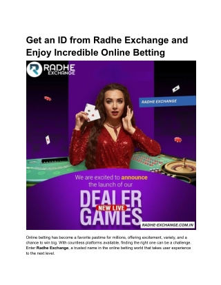 Get an ID from Radhe Exchange and Enjoy Incredible Online Betting
