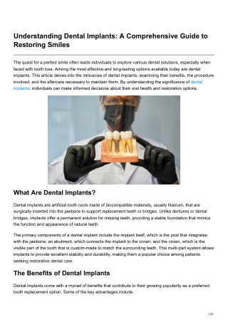 Understanding Dental Implants A Comprehensive Guide to Restoring Smiles