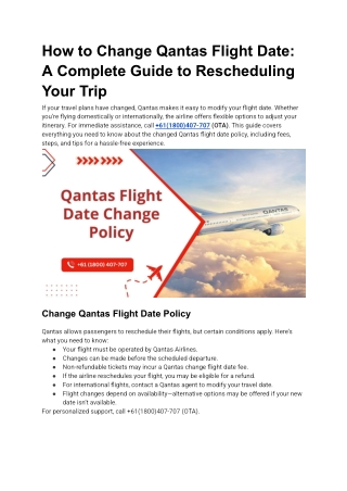 How to Change Qantas Flight Date A Complete Guide to Rescheduling Your Trip