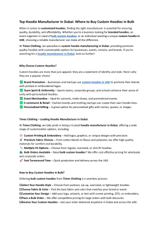 Top Hoodie Manufacturer in Dubai - Where to Buy Custom Hoodies in Bulk