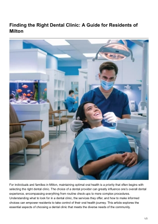Finding the Right Dental Clinic A Guide for Residents of Milton