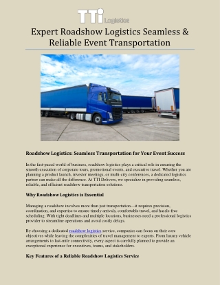 Expert Roadshow Logistics Seamless