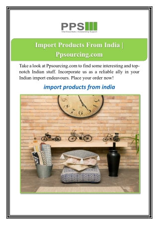 Import Products From India | Ppsourcing.com