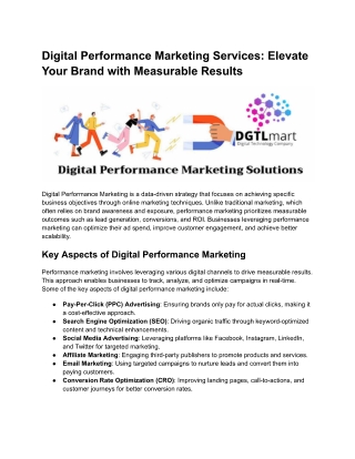 Digital Performance Marketing Services Elevate Your Brand with Measurable Results