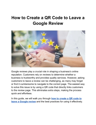 How to Create a QR Code to Leave a Google Review