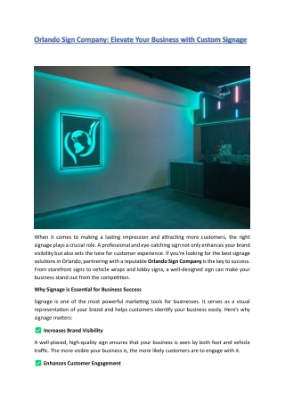 Orlando Sign Company Elevate Your Business