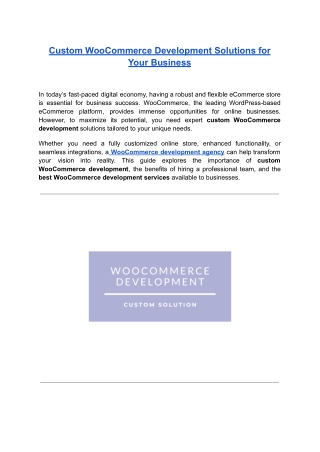 Custom WooCommerce Development Solutions for Your Business