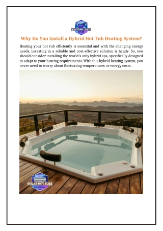 Why Do You Install a Hybrid Hot Tub Heating System?