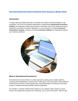 How Omnichannel Ecommerce Solutions Drive Success in Modern Retail