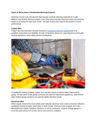 Types of Wires Used in Residential Rewiring Projects