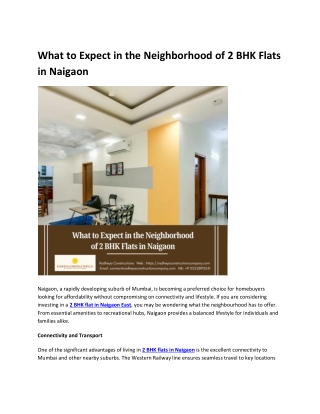 What to Expect in the Neighborhood of 2 BHK Flats in Naigaon