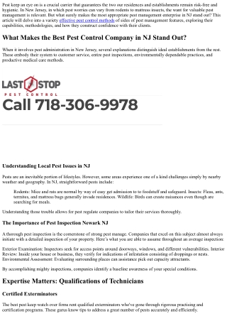 What Makes the Best Pest Control Company in NJ Stand Out?