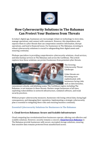 How Cybersecurity Solutions in The Bahamas Can Protect Your Business from Threats