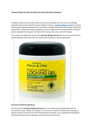 Jamaican Mango and Lime