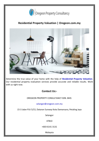 Residential Property Valuation  Oregeon.com.my