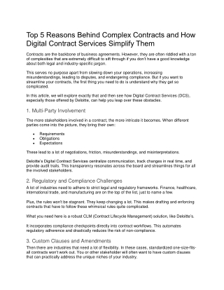 Simplify Complex Contracts with Deloitte’s Digital Contract Services