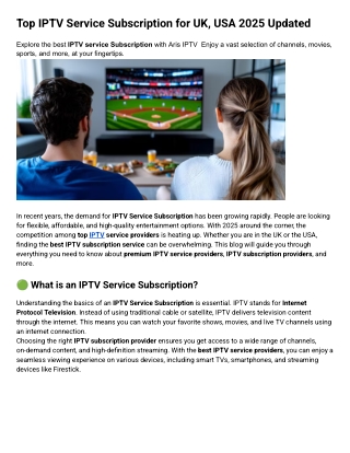 Top IPTV Service Subscription for UK, USA 2025 Updated