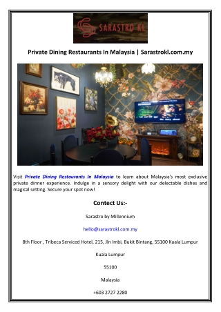Private Dining Restaurants In Malaysia  Sarastrokl.com.my