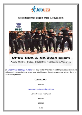 Latest It Job Openings In India  Jobuza.com