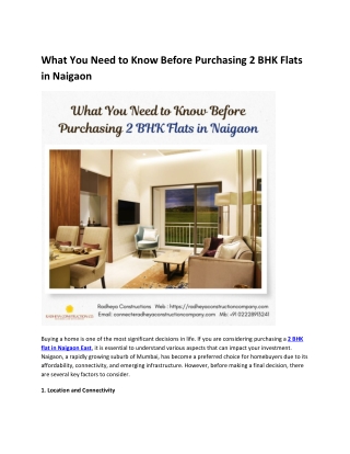 What You Need to Know Before Purchasing 2 BHK Flats in Naigaon