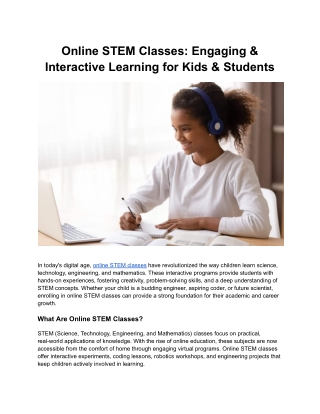Online STEM Classes: Engaging & Interactive Learning for Kids & Students