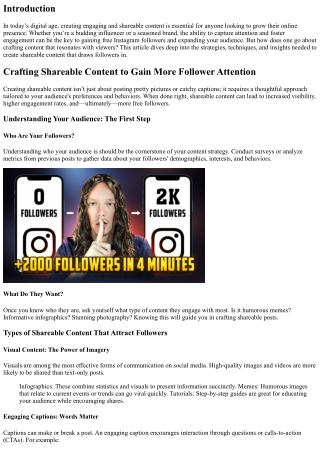 Crafting Shareable Content to Gain More Follower Attention