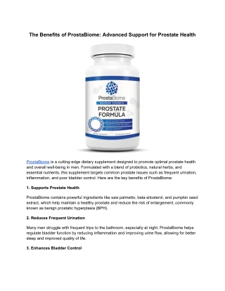 The Benefits of ProstaBiome_ Advanced Support for Prostate Health