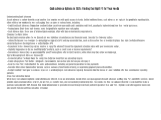 Cash Advance Options in 2025: Finding the Right Fit for Your Needs