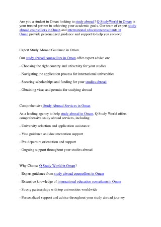 Unlock Your Potential with QStudy World in Oman