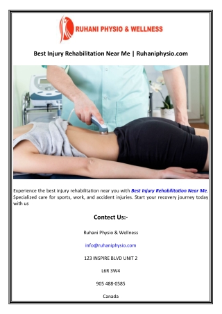 Best Injury Rehabilitation Near Me  Ruhaniphysio.com
