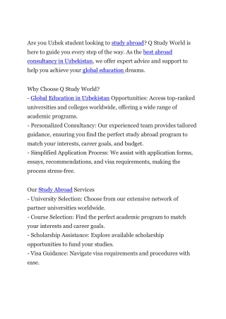 Study Abroad Consultant in Uzbekistan