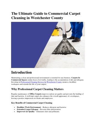 The Ultimate Guide to Commercial Carpet Cleaning in Westchester County
