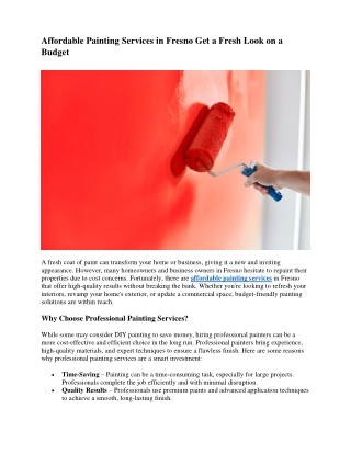 Affordable Painting Services in Fresno Get a Fresh Look on a Budget