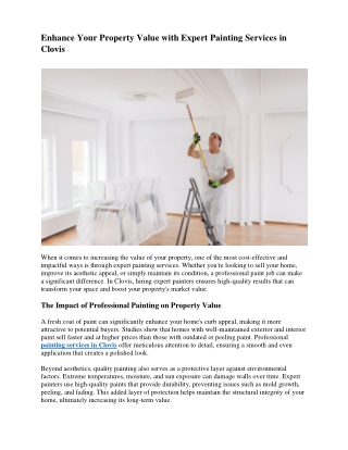 Enhance Your Property Value with Expert Painting Services in Clovis