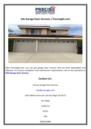 Gds Garage Door Services  Precisegds.com