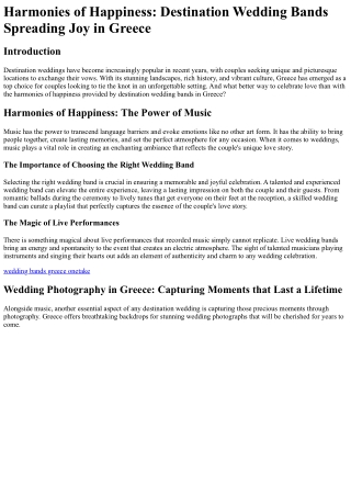 Harmonies of Happiness Destination Wedding Bands Spreading Joy in Greece