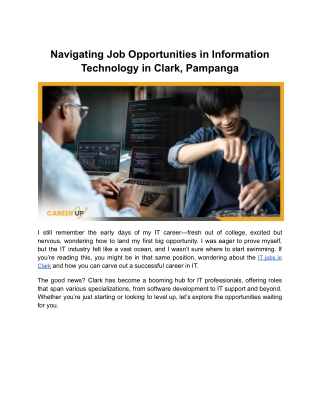 Navigating Job Opportunities in Information Technology Jobs In Clark Pampanga