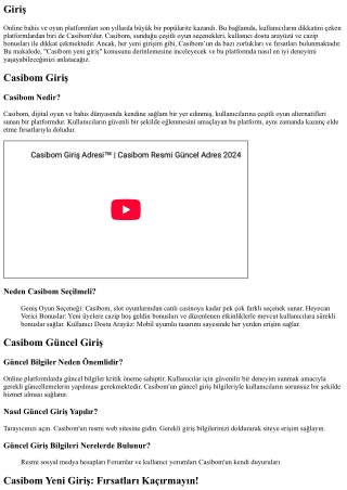 Casibom Yeni Giriş: Fırsatları Kaçırmayın!