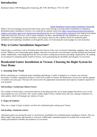 Residential Gutter Installation in Vernon: Choosing the Right System for Your Ho