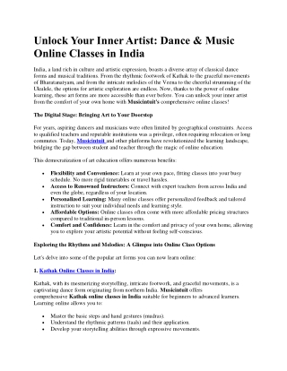Dance & Music Online Classes in India